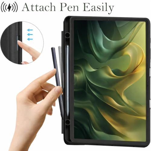 Image of ProElite Cover for Motorola Pad 60 Neo 11 inch 2025, Smart Flip Case Cover for Motorola Pad 60 Neo 11 inch 2025 with Pen Holder, Black [Transparent Back]