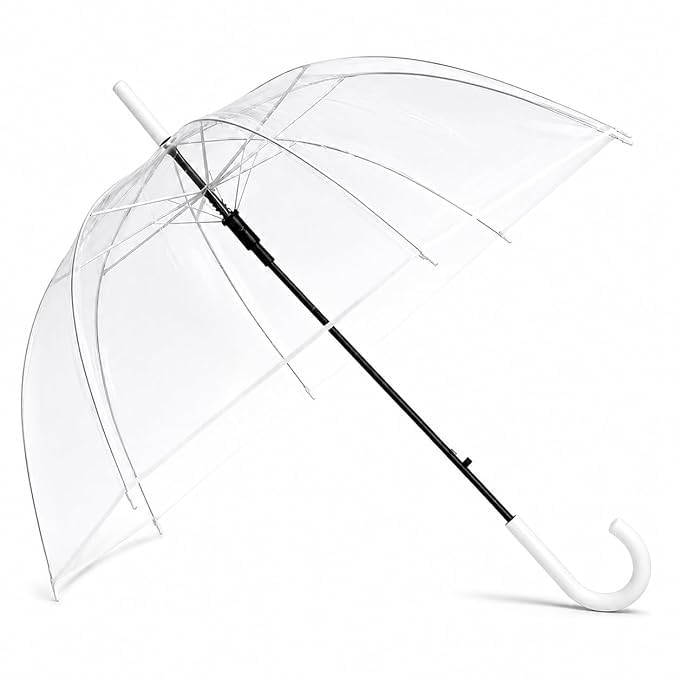 QUICK NEEDS Transparent Travel Umbrella with Auto Open Close | Compact Lightweight Folding Umbrella with Fiberglass Frame | Wind Resistant Waterproof Canopy for Rain & Outdoor Use (White)-picture-43