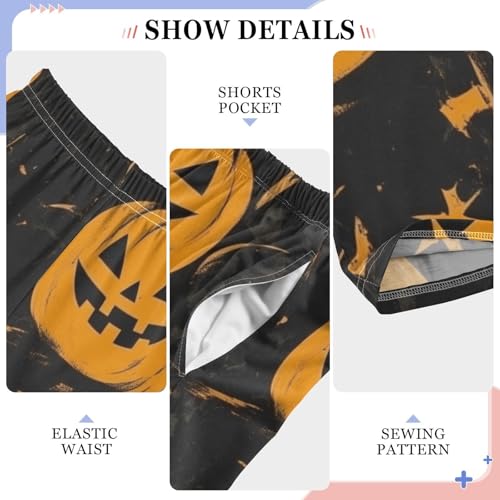 Halloween Castle Pumpkin Boys Long Pants Soft Trousers Elastic Waist Kids Lounge Bottoms with Pockets S-XL4