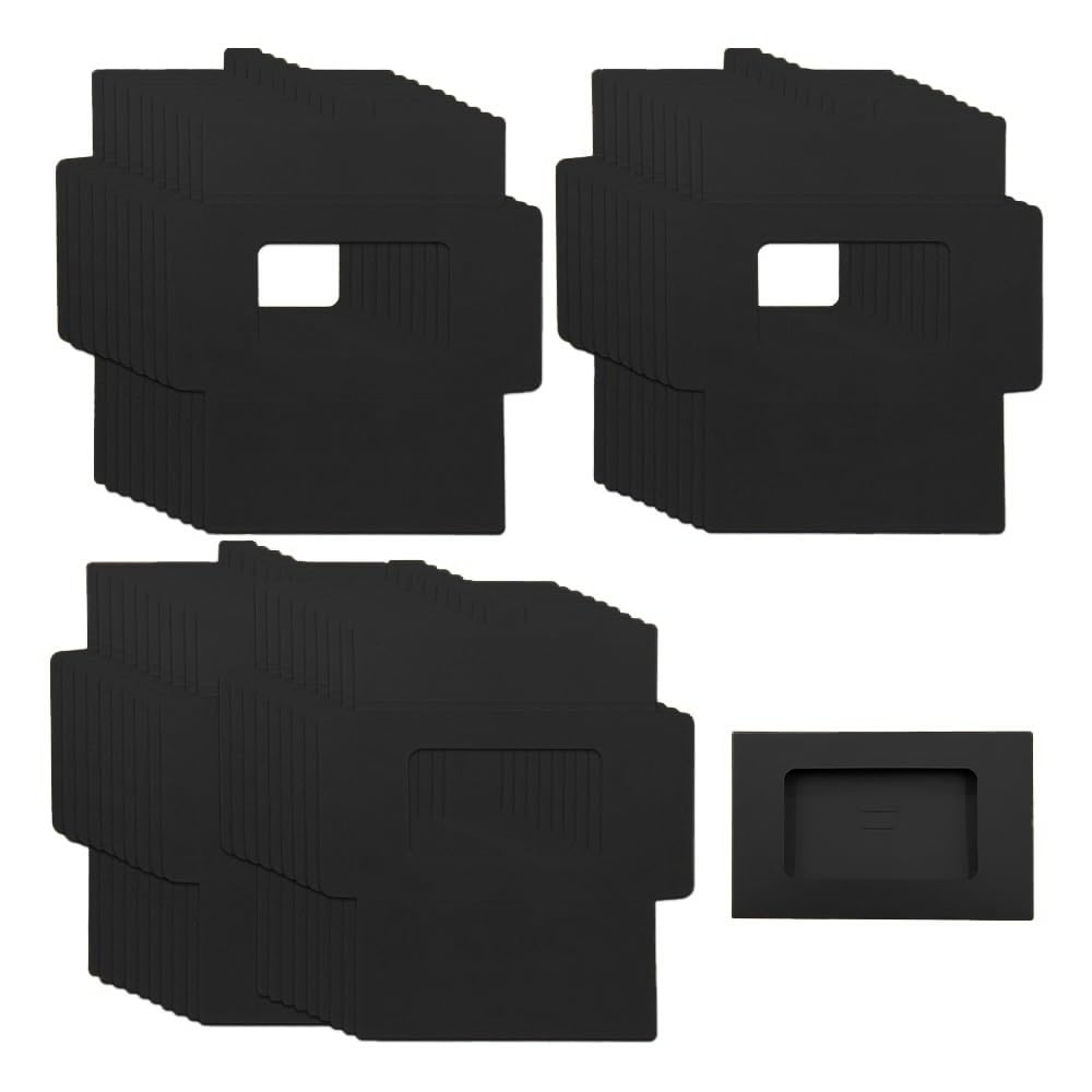 ONEBO 40 Pcs 15.1 x 10.8 x 0.5 cm of Postcard Packaging Box, Kraft Paper Box, Postcard Protection Sleeves A6 with Window, for Use with Vintage Postcards, Photographs, Cards, Postcards Storage - Black