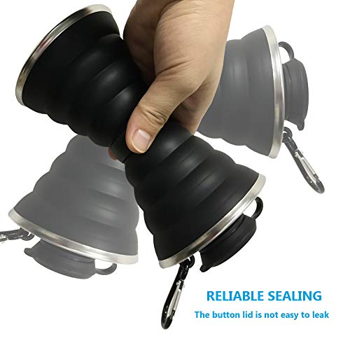 Image of Collapsible Water Bottle, Camping Cup With Carabiner, Reuseable Silicone Foldable Leak Proof Portable Sports Travel Water Bottles For Outdoor, Travel Gym Hiking, BPA Free, Cycling Cups with Carabiner