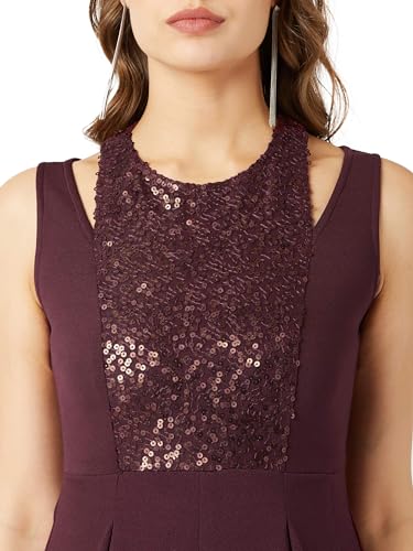 Image of Miss Chase Women's Halter Neck Sleeveless Solid Wide Leg Sequin Paneled Regular Length Jumpsuit