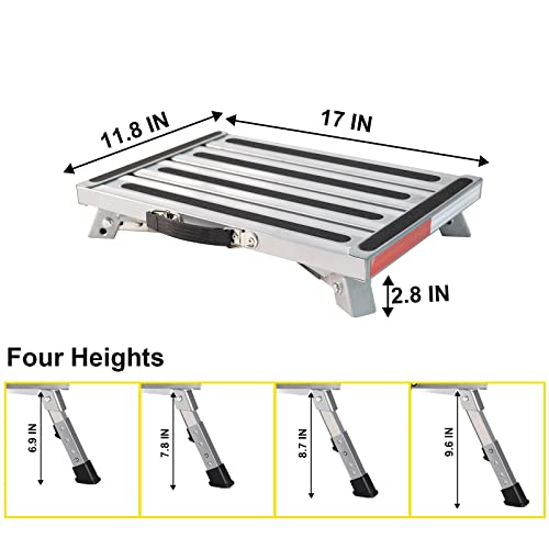 Image of Yagud RV Steps, Adjustable Aluminum Folding Platform Step with Non-Slip Rubber Feet