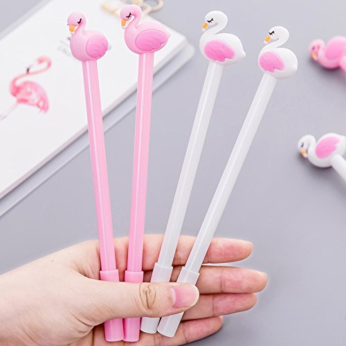 6 bolígrafos gel negro forma cisne kawaii pack miniatura 3
