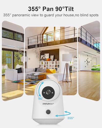 GENBOLT 2K WiFi Indoor House Security Camera Wireless, Pan Tilt Pet Camera with 5000mAh Battery Powered, IP Camera CCTV Nanny Dog Cam Baby Monitor with PIR Detection - Image 4