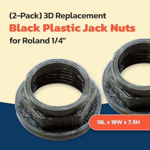 SplashNColor Black Jack Nuts Replacement Compatible with Roland 1/4\" Jacks (Part #17041657) – Pre-Threaded M12x1 Non-Standard Threading - Hardware Nuts - Guitar Amp Replacement Parts – (2 Pack)