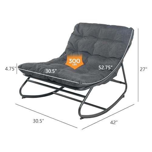 Grand Patio Rocking Chair Outdoor & Indoor, Metal Patio Lounge Rocking Chair With Thick Cushion thumb #1