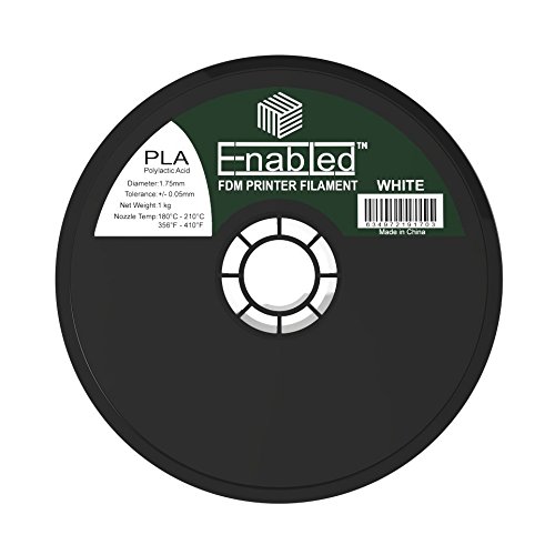 Enabled PLA 3D Printer Filament, Dimensional Accuracy +/- 0.05 mm, 1 kg Spool, 1.75 mm, White