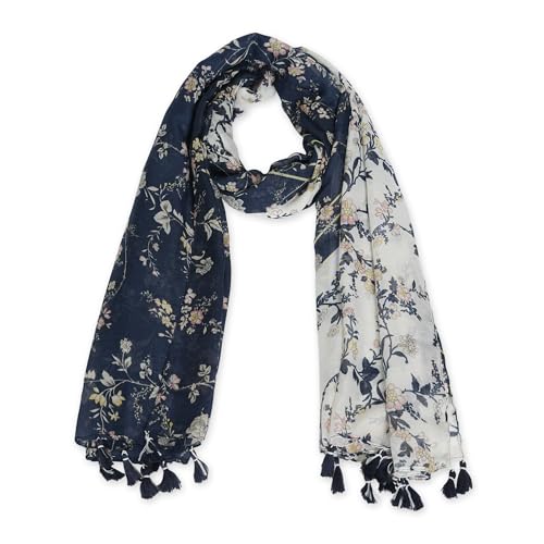 Hadley Wren Womens Lightweight Floral Scarf With Tassels