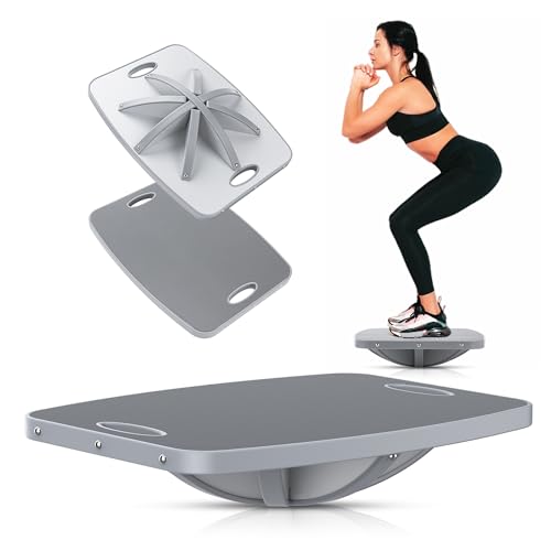 Professional Wooden Balance Board, 360 Degree Portable Wobble Board with Comfortable Surface, Standing Desk Rocker Board for Physical Therapy, Core Strength Stability Training by cusurlove - Used condition - US$50.39