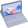 Combo de teclado inalámbrico desmontable magnético y mouse con cubierta de cuero para tablet Honor Pad MagicPad 2 12.3 pulgadas – funda con teclado de protección total (azul, touchpad con retroiluminación) 2
