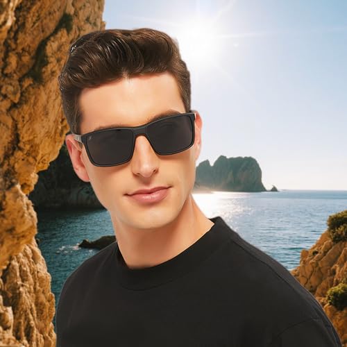 Men's Polarized Sunglasses, Square Driving Fishing Running Sun Glasses UV Glare Protection RFS82072