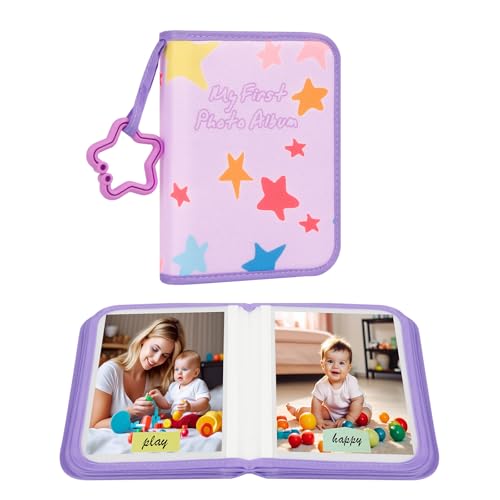 Image of Baby's My First Photo Album for Baby Holds 21 4x6 Photos, Baby Photo Album Soft Cloth Family Book, My First Album for 4x6 Baby Shower Kids Toddlers Family Pictures, Toddler Photo Album (Purple)
