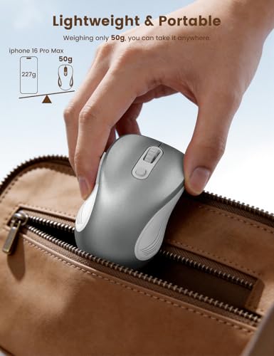Image of WisFox 2.4G Wireless Mouse for Laptop, Ergonomic Computer Mouse with USB Receiver and Type-C Adapter, 3 Adjustable Levels DPI, 6 Button Cordless Wireless Mice (Silver)