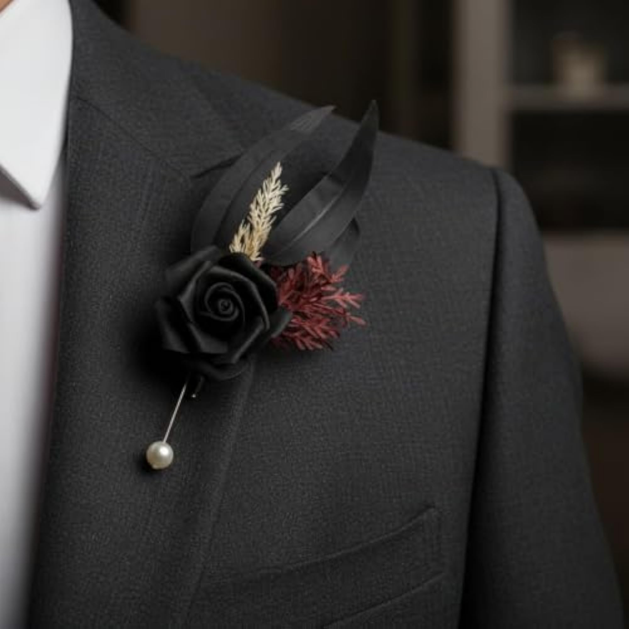 Gothic Rose Corsage-Style Lapel Pin Brooch for Halloween