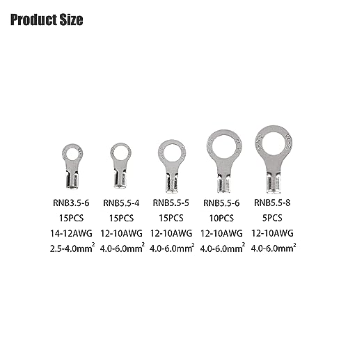 KOXXIAMOQ 250 Ring Terminal Connectors, Copper O-Type Ring Terminals, Ring Cable Lugs - Image 3