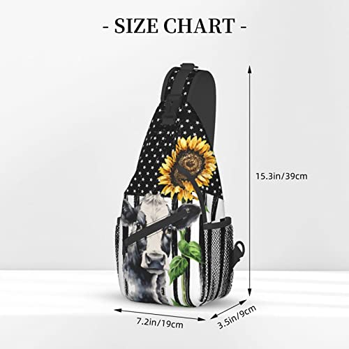Fylybois Sunflower Cow Sling Bag For Men Women Crossbody Chest Backpack Daypack Shoulder Bags3