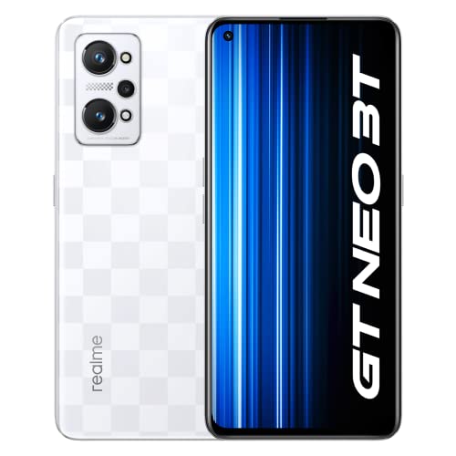 realme GT neo 3T-8+128GB 5G ロック解除スマートフォン、Snapdragon 870、80W SuperDart 充電、120Hz Super AMOLED スクリーン、64MP トリプル AI カメラ、デュアル Sim、NFC、ドリフトホワイト、3 年保証