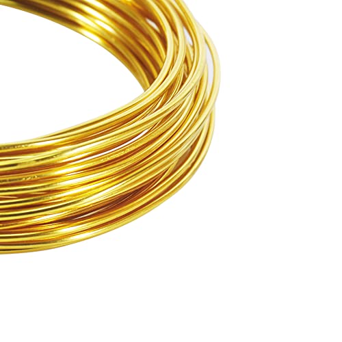 Image of Tenn Well 50ft 9 Gauge 3mm Aluminum Wire Gold Bendable for Sculpting | Metal craft wire for jewelry making, armature making, molding, wrapping