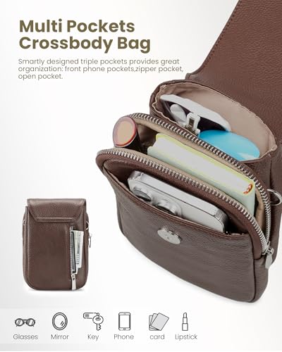 Image of befen Genuine Leather Crossbody Bags for Women, Cell Phone Cross body Purse Bag with RFID Blocking Card Slots