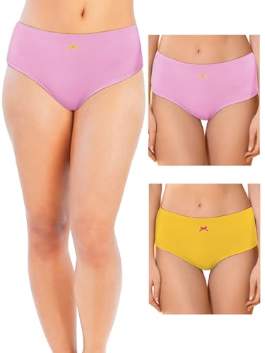 Image of DChica Cotton Panties for Women, Comfortable Mid Waist Hipster Panty with Stretchable Waistband Full Coverage Breathable Underwear /Briefs for Ladies