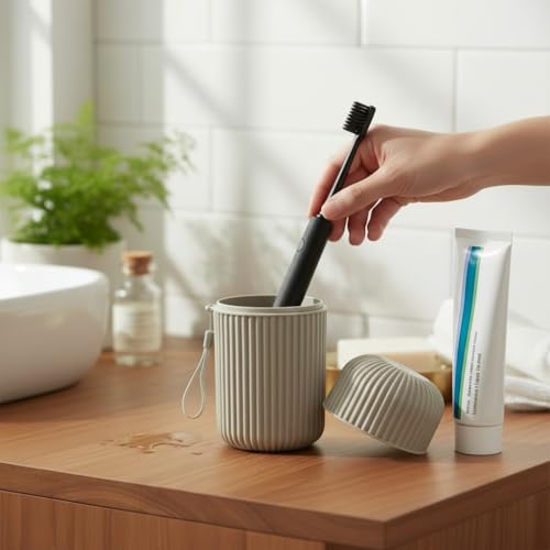Image of Travel Curry - Travel Toothbrush Cup Case Extra Large Size, Portable Toothbrush Holder Case for Traveling, Camping, Business Trip and School, Plastic Toothbrushes Toothpaste Set (Blue XL)