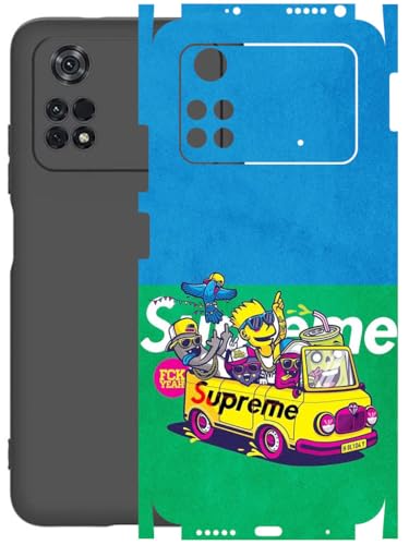Image of AtOdds - Full Body Back Screen Guard Protector Film - Lamination Wrap Skin Sticker Compatible with Poco M4 PRO (4G) | Scratchproof Matte Finish (Simps)