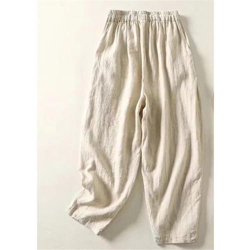Women's Summer Loose Casual Pants – Cotton Linen Slight Stretch Drawstring Waist Straight-Leg for Beach Travel3