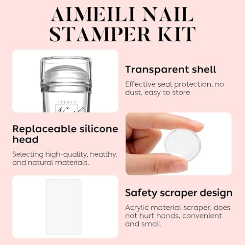 AIMEILI Nail Art Stamping Templates Manicure Tool Kit 5Pcs Nail Stamping Plates, 2 Stamper, 2 Scraper, 1 Latex Peel Off Tape, Flower Animal Pattern Manicure Print Tools for DIY Nail Art Designs - Image 6