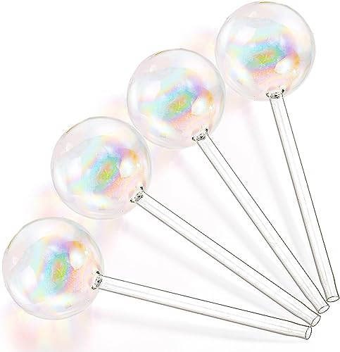 Yopay 4 Pack Plant Watering Bulbs, Hand Blown Glass Self Watering Spikes Globes, Rainbow Gradient Color Indoor House Plant Automatic Water Bulb, Medium Size 8.7" L x 2.8" D by Yopay - Image 7