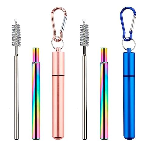 MUNSKT 2 Pack Telescopic Metal Straws Cover