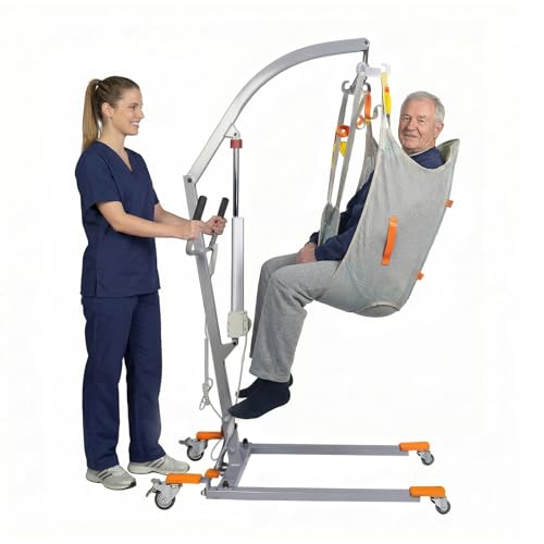 Image of Electric Patient Lift with Sling, 350LBS Body Transfer Lift, Plug-in Powered Full /Partial Paralysis Mobility Aid, Medical Transfer Hoist for Home Care, Hospital & Healthcare Facilities