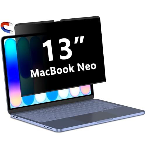 Magnetic Privacy Screen Protector for 2026 MacBook Neo 13-inch A18 Pro Anti-Spy Anti-Glare Blue Light Filtering Effectively Relieves Eye Strain Easy to Install Removable and Reusable for Mac Neo