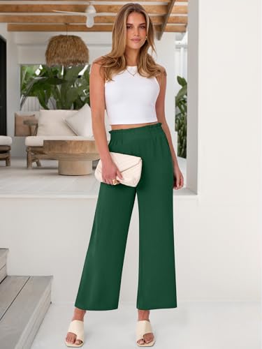 Image of ANRABESS Womens Wide Leg Palazzo Pants Summer Beach High Waisted Cropped Flowy Pants 2026 Dressy Casual Trousers with Pockets