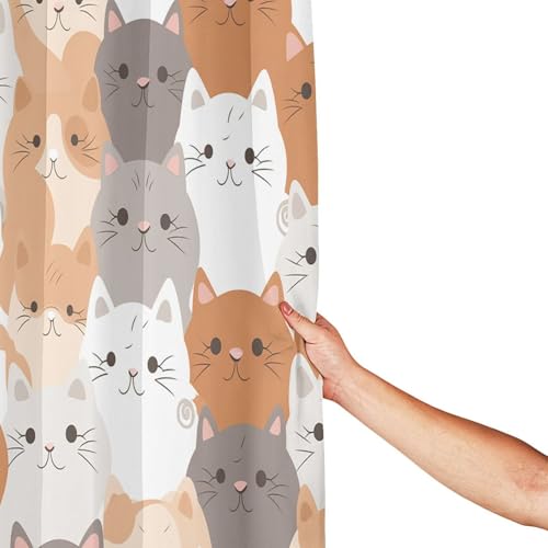 Rideau de douche chat orange ultra résistant et imperméable avec attaches fournies
