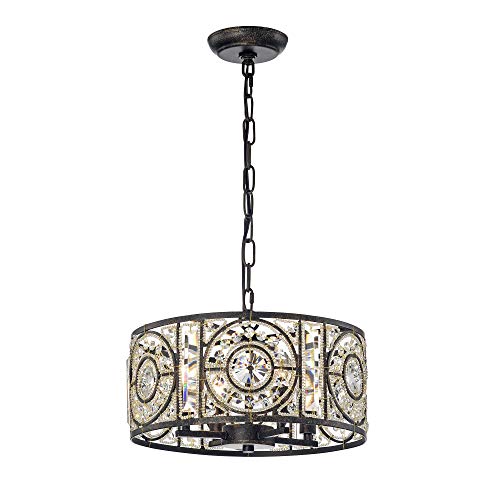 Warehouse of Tiffany IMP79W/4AB Rowsen 4-Light Antique Bronze Metal Chandelier, 14 x 14 x 52 by Warehouse of Tiffany - Used condition - US$79.12