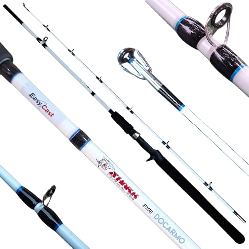 Vara de Carretilha 40lb Fibra de Vidro Maciça 2,10m 2 Partes Até 20 kg de Peixe