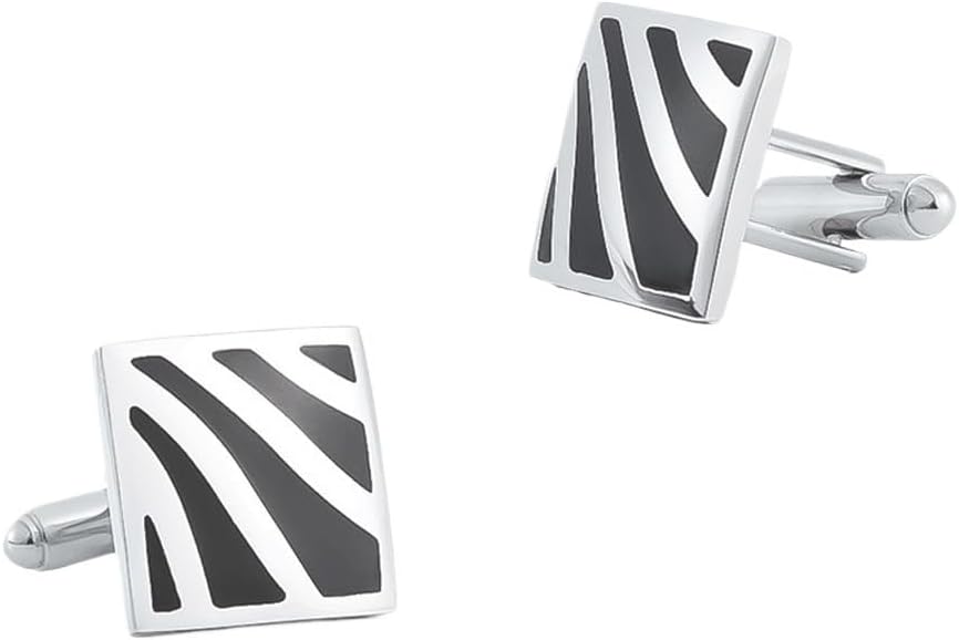 Square Black Enamel Painted Metal Cufflinks French Cufflinks for Men