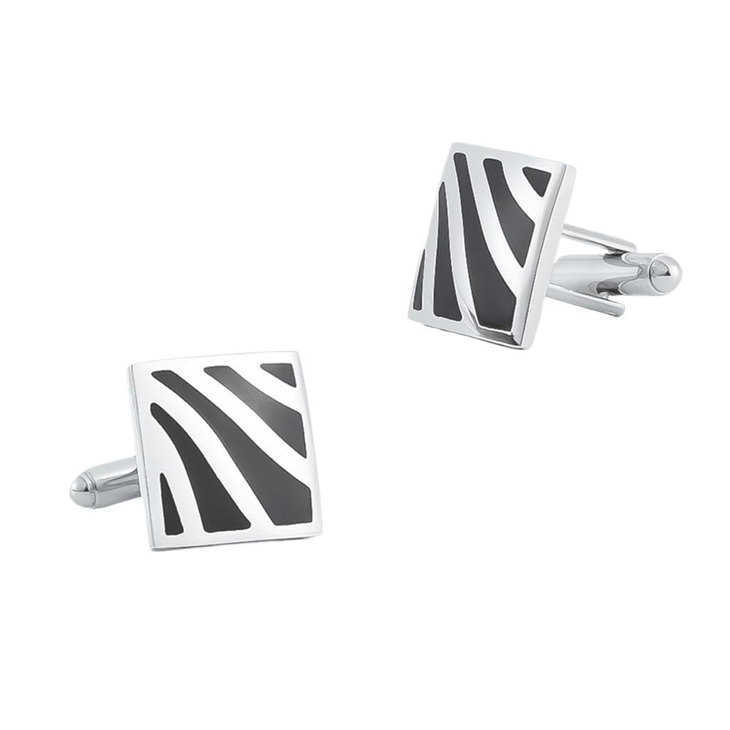 Gemelos franceses Pintados con Esmalte Negro Cuadrado del Metal for Hombres