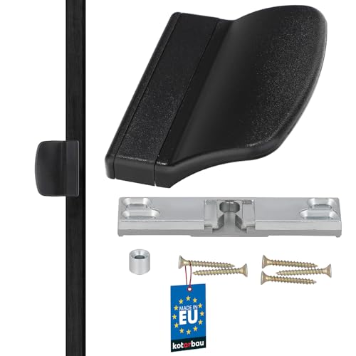 KOTARBAU® Manija para puerta de balcón, Tirador de puerta de terraza, Mango, Manilla para puerta balconera, Asa de agarre para fumadores, Pomo para puertas correderas, ventanas, Pestillo, Negro