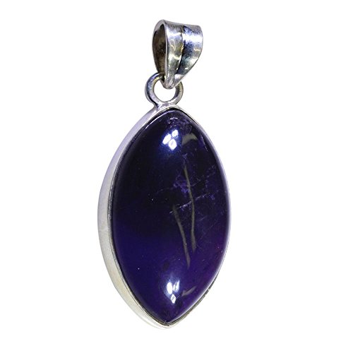 Pendentif améthyste naturelle en argent 925 massif taillé en marquise pour femme