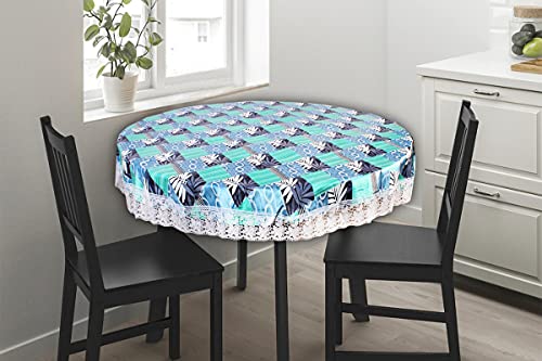 Image of The Furnishing Tree Round Shaped Center Table Cover WxL 48x48 inches with White Border lace