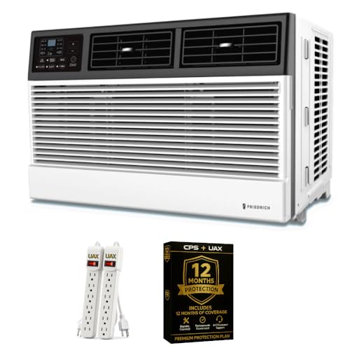 Friedrich 6,000 BTU Window Air Conditioner with Remote, Cools Rooms up to 250 Sq. Ft., Quiet, Energy Efficient, AC Unit for Bedroom or Living Room Bundle with AUX Power Strip & 1 Year CPS Protection