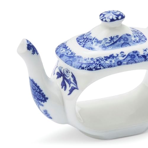 Spode 1808416 Blue Italian Teapot Napkin Rings Set Of 4 thumb #3
