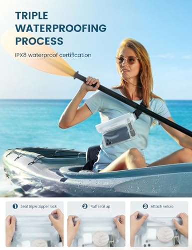 Lamicall Bolsa Seca Impermeable con Correa Elástica Ajustable - Bolsillo Transparente para Kayak, Barco, Viaje y Playa miniatura 4