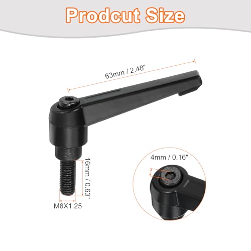 Image of uxcell 4Pcs M8 x 16mm Adjustable Knobs Handle Male Thread Push Button Ratchet Quick Release Locking Rotating Bolt for Lathe Machinery, Black