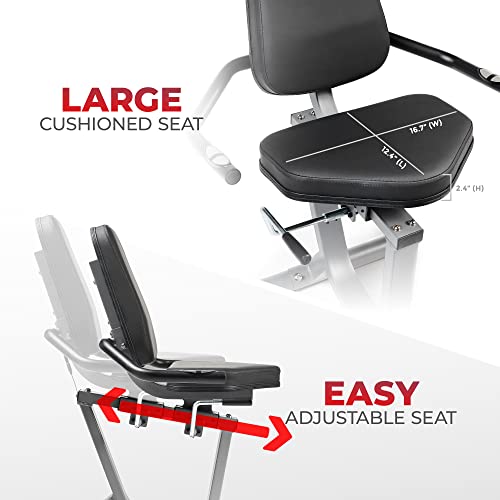 Image of Sunny Health & Fitness Smart Recumbent Bike, Full-Body Home Training with Arm /Leg Exercisers, Indoor Cycling Workout Machine Plus Adjustable Seat & Bulit-in Pulse Sensors, Free SunnyFit App Connection