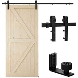 TSMST 6.6FT/200CM Herraje para Puerta Corredera Kit de Accesorios para Puertas Correderas con Guía de Suelo Ajustable