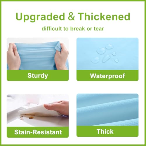 Image of Light Blue Tablecloth - 3 Pack 54 inch x 108 inch Rectangle Disposable Light Blue Plastic Table Cloth, Waterproof Table Cover for Party, Holiday & Gathering Use