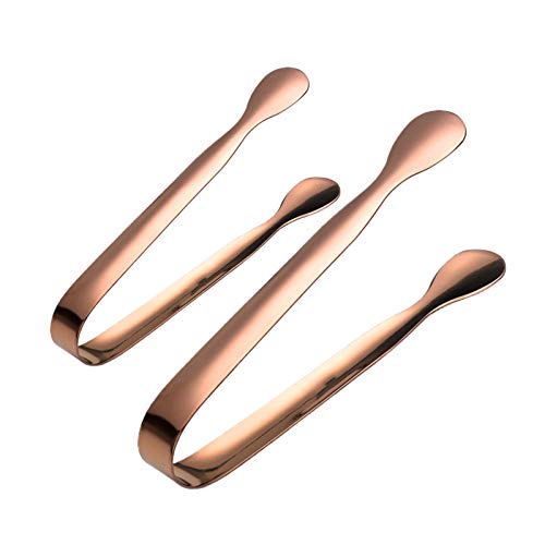 Pinze da zucchero, 2 pinze per ghiaccio a forma di U, in acciaio inox, mini pinze da portata per antipasti, piccole pinze da cucina, per matrimoni, feste di compleanno, cucina, bar, caffè, oro rosa